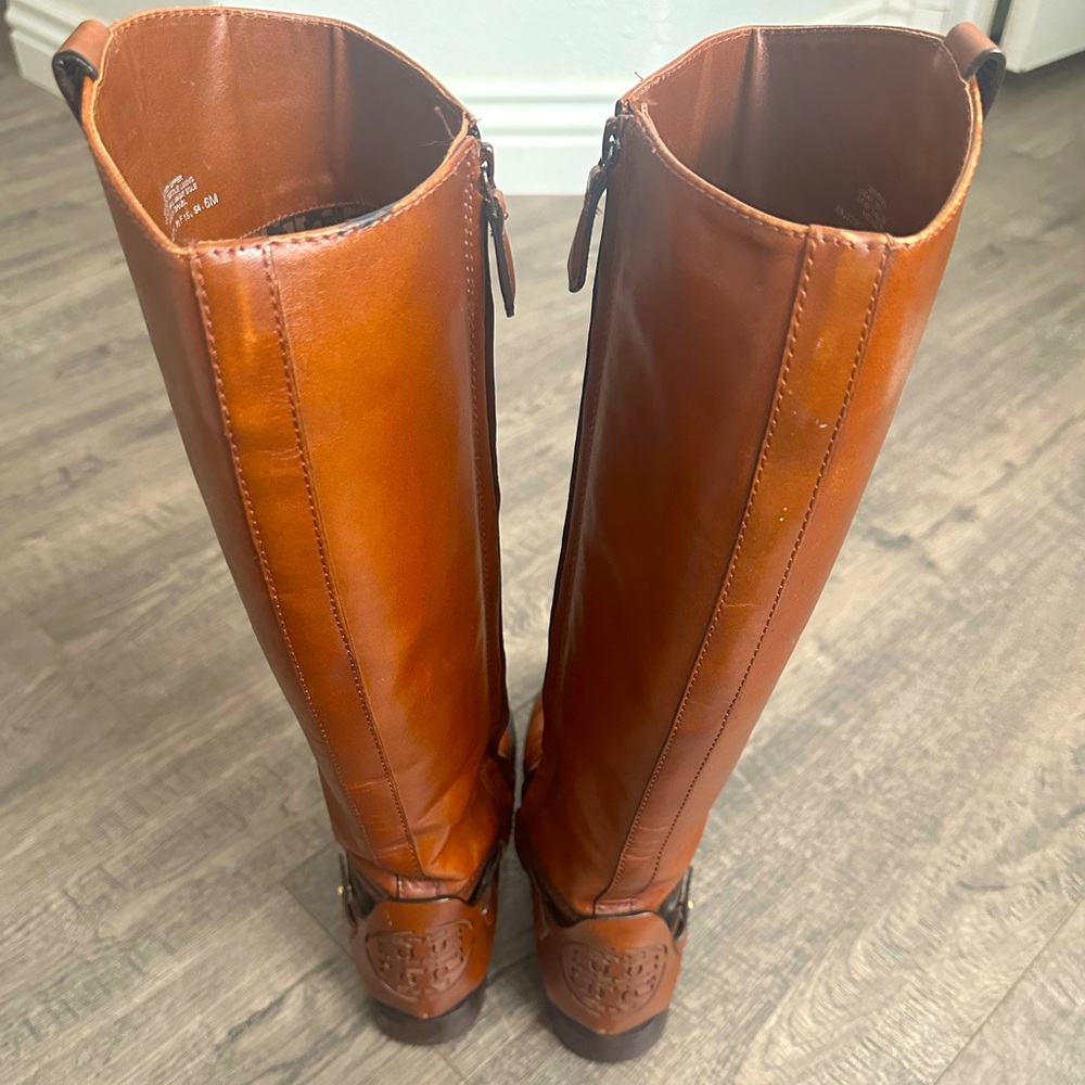 Tory Burch Derby Riding Boot in cognac brown leather size 6